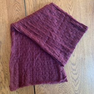 Stunning Plum Hand Knit Artisan Mohair Blend Scarf